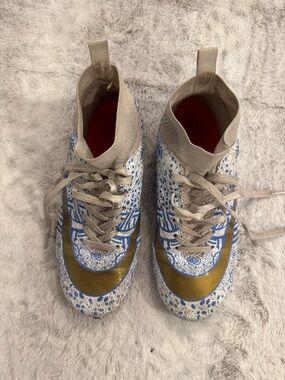 Nike Kids Blue White Gold Patterned High-Top Sneakers